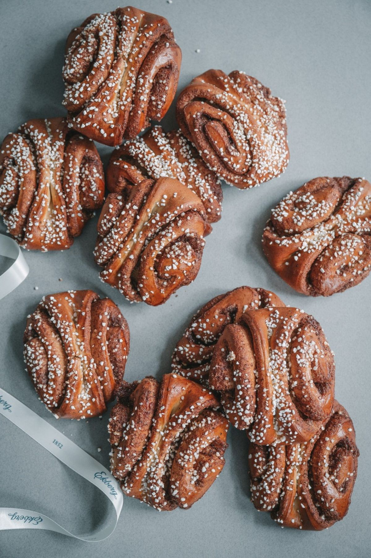 Korvapuusti — Finnish cinnamon buns with pearl sugar